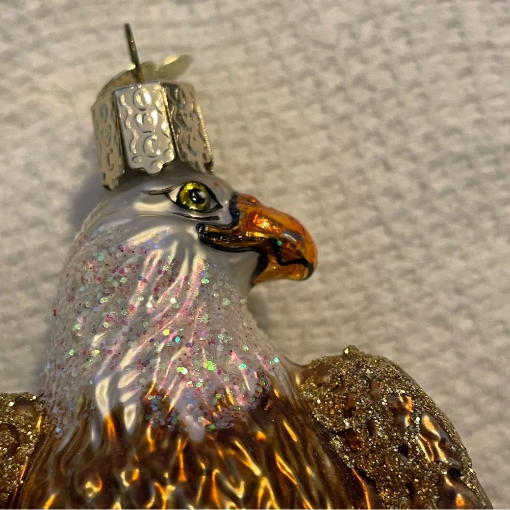 OWC Old World Bald Eagle Vintage Blown Glass Christmas Ornament 4.5